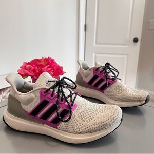 Adidas Women's Running Shoes Sneakers Gray and Pink/Purple